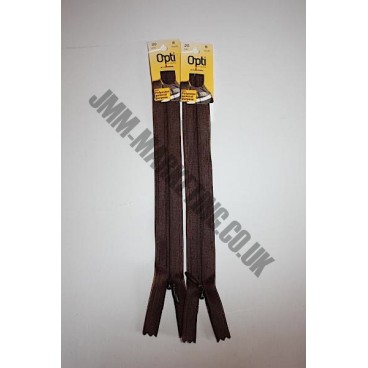 Optilon Concealed Zips 8" (20cm) - Brown