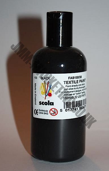 Scola 150ml Bottles of Permanent Fabric Paint Red Green White Blue Black  Yellow 